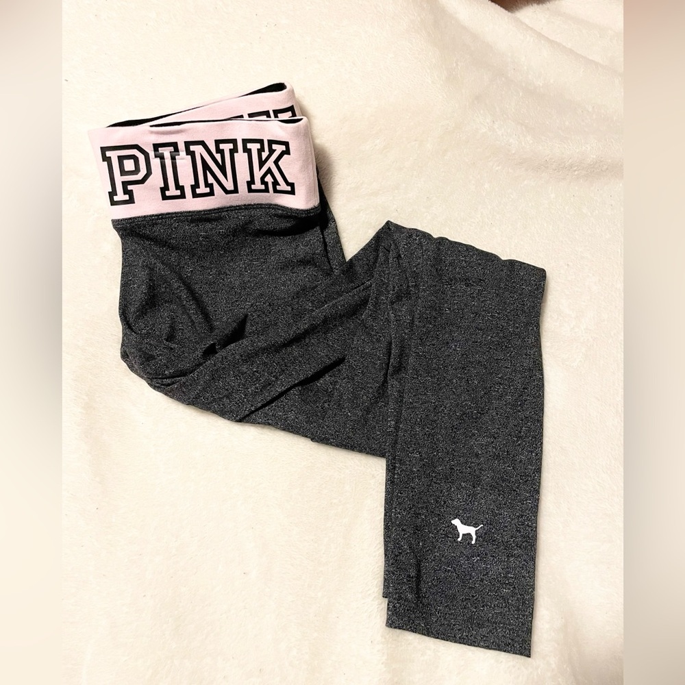 PINK Victoria’s Secret Gray and Pink Leggings (size M)